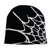 Gorro de golf Beanie Fine 2026 de moda, colorido, con diseño de telaraña jacquard, de acrílico y seda elástica, texturizado y con adornos.