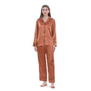 Set di pigiami da notte in raso di <span class=keywords><strong>seta</strong></span> a maniche lunghe PJ da donna all'ingrosso - Product Image 2
