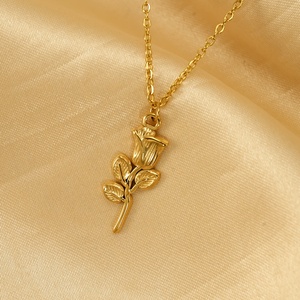 Stainless Steel Rose Pendant Anniversaries Charm <b>Necklace</b> New <b>Couple</b> Gift for Wife on French Valentine's Day Link Chain <b>Necklace</b> - Product Image 2