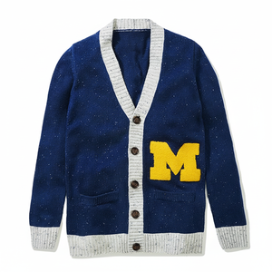 High Quality Women's Breathable Thick Warm Striped Knitted <b>Cardigan</b> Sweaters Customizable <b>Button</b> Winter Season Dress OEM - Product Image 1