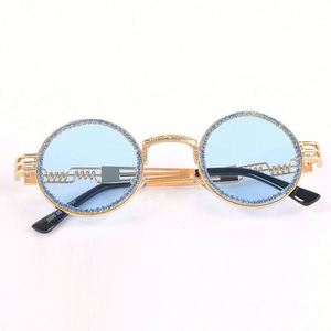 Lunettes de soleil rétro pour femmes 2019, monture ronde en métal personnalisée avec logo, monture à ressort, verres UV400, lunettes de soleil diamantées - Product Image 4