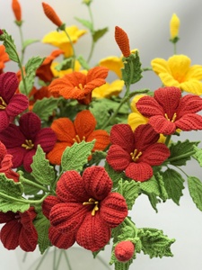 Exquisito Ramo de <span class=keywords><strong>Flores</strong></span> de Campsis Tejidas a Crochet, Hechas a Mano, de Primera Calidad, para Decoración del Hogar, Bodas y Fiestas - Product Image 3