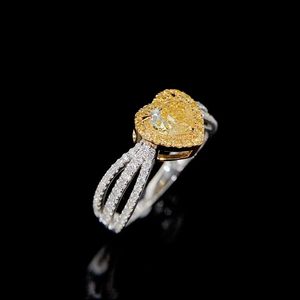 Xinfly Vente en gros de bijoux en or véritable 18 carats, anneaux en forme de cœur avec diamant jaune de 0,70 ct, bijoux personnalisés en or fin Au750 - Product Image 3