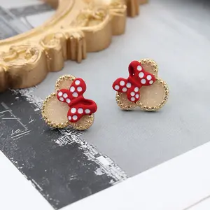 High Quality Small MOQ New Fashion 925 Silver Post Cute Earrings Mickey Bowknot Earrings Stud Jewelry