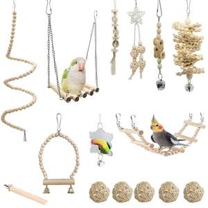 Juguete Ecológico para Pájaros, Escalera, Anillo de Madera, Columpio, Espejo, Piel de Tigre, Peonía, Loro, para Morder y Roer - Product Image 4