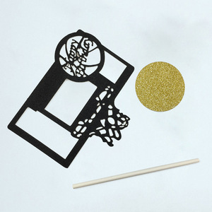 Basketball Hoop Cake Topper Die Cut Paper Birthday Decor Accessory - Product Image 2