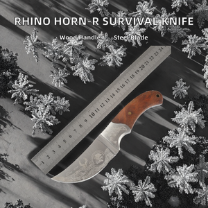 Couteau de poche tactique et de survie en acier inoxydable BR Rhino Horn-R avec manche en bois, personnalisable OEM - Product Image 2