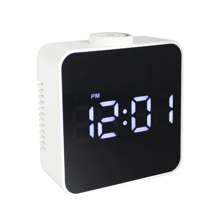 Digital Alarm Clock Digital Smart Creative Temperature Display LED Brightness Adjustable Cube Bedside Mirror Alarm Clock