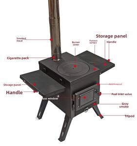 Poêle à bois portable d'extérieur, poêle à <span class=keywords><strong>gaz</strong></span>éification, équipement de chauffage pour tente, four à feu de camping, poêle d'extérieur - Product Image 6