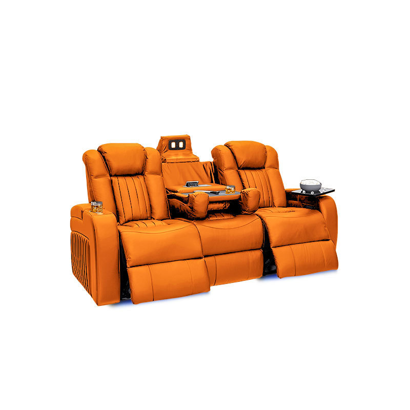 Vital orange leather functional sofa