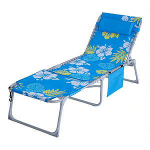 <span class=keywords><strong>Chaise</strong></span> longue pliante d'extérieur personnalisée avec cadre en aluminium, inclinable manuellement, portable, <span class=keywords><strong>pour</strong></span> la plage, avec coussin de tête - Product Image 2