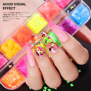 Misscheering 12 couleurs, paillettes fluorescentes en forme de papillon pour nail art, paillettes 3D colorées, accessoires de manucure - Product Image 4