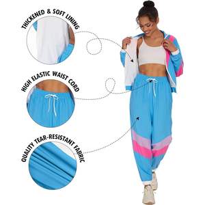 Ensemble de survêtement 2 pièces personnalisé pour femme, coupe-vent à manches longues, imprimé, en polyester et coton, poids moyen, léger - Product Image 3