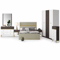 Modernes Anpassbares Umweltfreundliches Paneel-Bettset mit Passendem Kleiderschrank und Kommode aus Spanplatten für Schlafzimmer