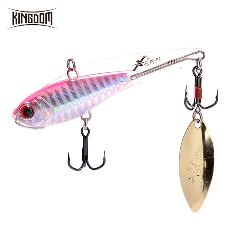 Kingdom Fishing Hard Lead Lure 5 Sizes Sinking VIB Wobblers Soft Body Design With Spinning Spoon