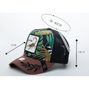 Cappello Trucker con Ricamo Animale Bacun, Tessuto a Rete, Unisex, Casual, Primavera-Estate, 6 Pannelli - Product Image 1