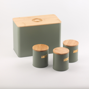 Set di contenitori e contenitori per pane da cucina di grandi dimensioni con coperchio <span class=keywords><strong>in</strong></span> bambù tagliere contenitori per pane <span class=keywords><strong>in</strong></span> <span class=keywords><strong>metallo</strong></span> - Product Image 1