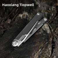 Couteau pliant multifonctionnel EDC, mini ciseaux en acier inoxydable, emballage en boîte en cuir DIY, outil de poche portable, camping en plein air