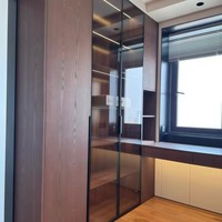 Armoire flottante de luxe en noyer massif pour chambre principale, style traditionnel antique, avec rangement
