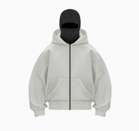Vente en gros de sweat à capuche avec logo personnalisé, fermeture éclair intégrale, double capuche, style vintage surdimensionné avec épaules tombantes