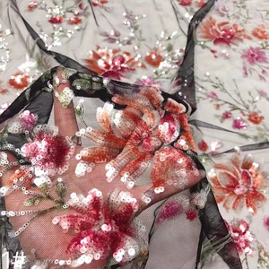 2023 nouveau tulle de mariée français 3d mélange coloré paillettes florales dentelle pour robe de soirée africaine aso ebi en gros 5 mètres - Product Image 6