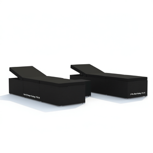 Tumbonas de Ratán Sintético Negro, Juego de 3 Piezas Reclinables, Muebles de Jardín para Exteriores, Diseño Moderno - Product Image 1