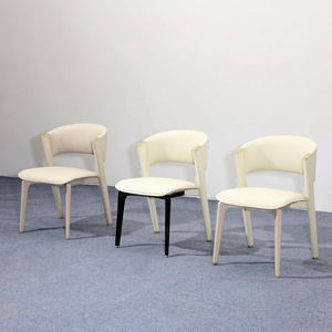 Silla Moderna de Cuero Genuino para Sala de Estar, Patas de Madera Maciza, Diseño Ergonómico, Estilo Minimalista, Muebles para el Hogar - Product Image 4