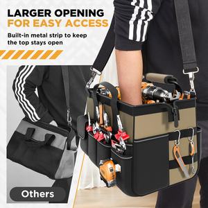 Tool Bag 15.5 Inch with 1 Pouch 17-Pocket Portable Tool Box Organizer Storage with Adjustable Strap Heavy Duty Tool Bags for Men - Product Image 6