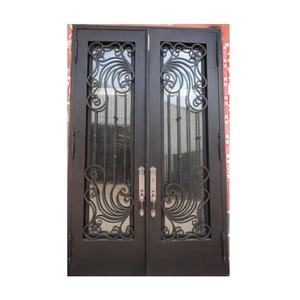 Écran moderne tige d'entrée principale maison tempête sécurité noir simple Double moderne coût forgé portes avant en fer à coupure thermique - Product Image 6