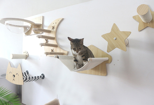 أرفف جدارية لشجرة الخشب الأكثر مبيعًا ، أرجوحة حائط للقطط ، أرجوحة جدارية لتسلق جدران القطط ، أرجوحة - Product Image 4