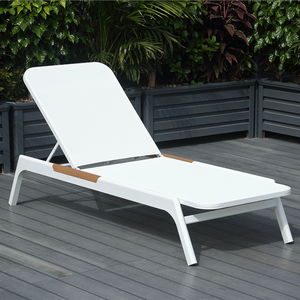 <span class=keywords><strong>Tumbona</strong></span> de Aluminio para Exteriores con Malla Teslin, Silla Reclinable sin Brazos para Piscina con Acabado de Madera Plástica para Uso en Hoteles - Product Image 1