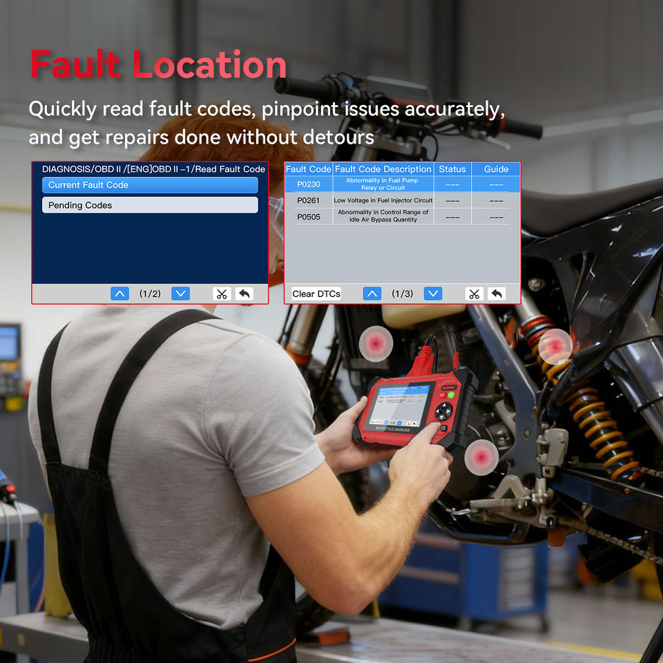 New TOPDIAG Motorcycle Diagnostic Tool Engine Analyzer OBD2 ECU Reset ...