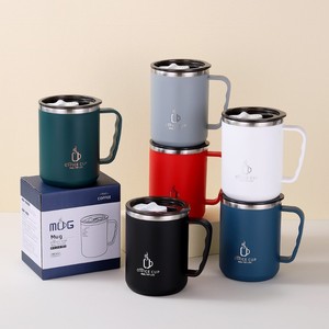 Mug isotherme moderne et minimaliste en acier inoxydable 304 de 500 ml avec poignée et couvercle, idéal pour le café, le thé et l'eau au bureau – Cadeau - Product Image 1