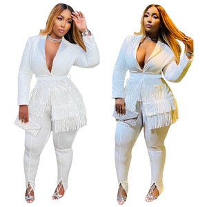 Conjunto de Top y trajes de borlas para <span class=keywords><strong>mujer</strong></span>, conjunto de <span class=keywords><strong>oficina</strong></span> informal para correr, Boutique, dos piezas, Otoño, <span class=keywords><strong>2022</strong></span> - Product Image 1