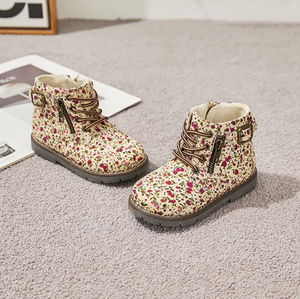 Customized Classic Style Kids <b>Toddler</b> <b>Girl</b> Ankle <b>Boots</b> Metallic Flower Flus Cotton European Fashion <b>Boots</b> for Children - Product Image 2