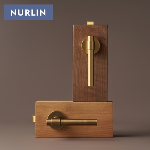 Nurlin 단단한 황동 세련된 일반 스타일 골동품 청동 매트 골드 룸 욕실 문 손잡이 통로 개인 정보 장붓 구멍 잠금 - Product Image 3