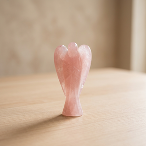 Figura de Ángel de Cuarzo Rosa Tallada en Piedra Semipreciosa, Decoración para el Hogar, Artesanía - Product Image 1