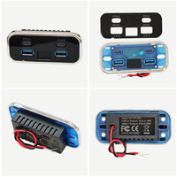 Prise de chargeur de voiture USB encastrable 12V 24V pour bus et camping-car avec double port USB-A 18W, double port USB-C 20W et affichage du voltmètre