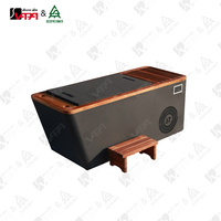 Vapasauna – Vente directe usine – Baignoire froide moderne de haute qualité avec refroidisseur intégré – Baignoire autoportante en acrylique noir en forme de bateau avec cèdre