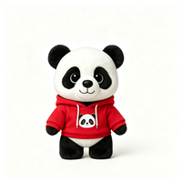 Adorable peluche panda en peluche avec sweat à capuche rouge imprimé, jouet doux, souvenir touristique de Chine