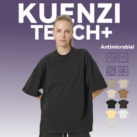 T-shirt Kuenzi surdimensionné à manches courtes, anti-boulochage, absorbant la transpiration, poids lourd 230 GSM, 100 % coton, antibactérien 7A pour femme