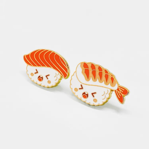 Personnalisé créatif japonais délicieux nourriture traditionnelle saumon <span class=keywords><strong>Sushi</strong></span> et crevettes <span class=keywords><strong>Sushi</strong></span> fer plaqué or émail doux broche en métal - Product Image 3