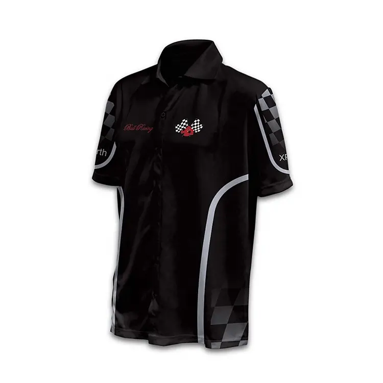Op Maat Gemaakte Sublimatie Button Down Race Shirts Motorrace Pakken Pitcrew Shirts