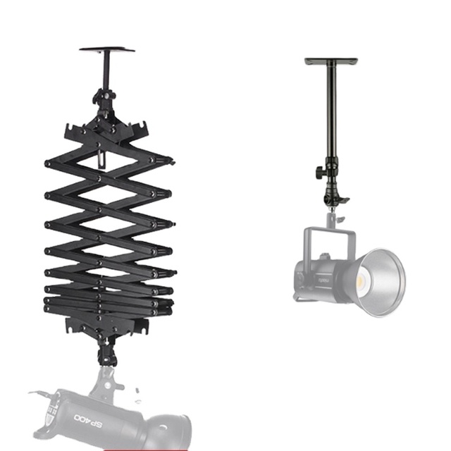 KAZHI 2.0M Studio Lighting Support Rail System Kit 43-200CM Aluminum Alloy Pantograph Photography Ceiling Rail System