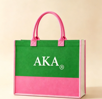 Sac fourre-tout en toile rose et vert grande capacité pour usage quotidien, inspiré des tons Alpha de la sororité 1908