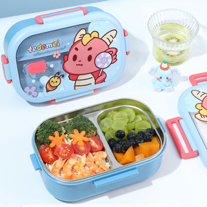 Lonchera de acero inoxidable Tedemei 304 con compartimentos para niños y estudiantes, lonchera portátil tipo bento con tapa - Product Image 2