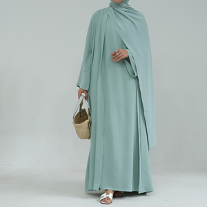 <span class=keywords><strong>Abbigliamento</strong></span> Islamico Best Seller: Abaya in Poliestere Stropicciato Stile Turco, Set Modesto a Due Pezzi per Donne Musulmane - Product Image 3