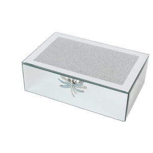 In Stock! Wholesale Butterfly Crystal <strong>Mirror</strong> Glass Jewelry <strong>Box</strong> with Velvet Storage Display Wedding - Product Image 1