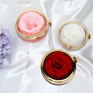 Contenitore di gioielli in acrilico rotondo di lusso con fiori di Rose conservati in cupola di vetro regalo romantico per il suo compleanno di <span class=keywords><strong>San</strong></span> <span class=keywords><strong>Valentino</strong></span> - Product Image 3