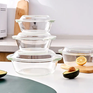 Cuencos para microondas cubiertos para horno, vajilla, cazuela con tapa, cuenco <span class=keywords><strong>de</strong></span> vidrio redondo barato, cazuela con asas - Product Image 4